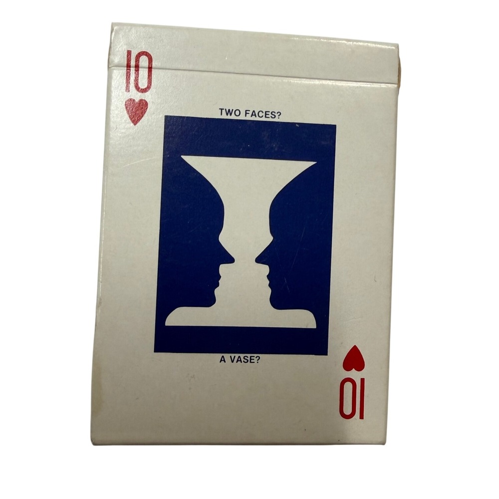 Vintage Optical Illusion Playing Cards Rubin's Vase Two Faces Novelty Deck